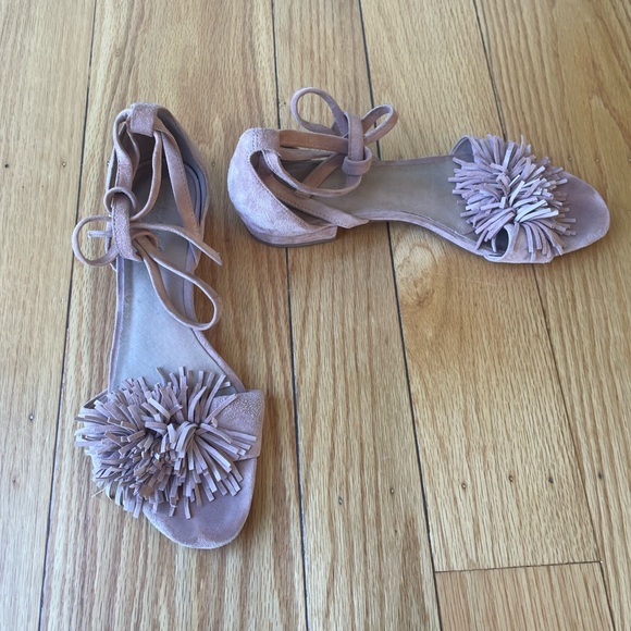 Madewell Shoes - Madewell Pom Pom sandals. Suede like leather. Size 10. Great condition.